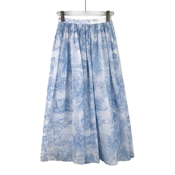 GW0164 Dior light blue animal jungle printed cotton casual skirt size 34 size ye - Picture 1 of 8